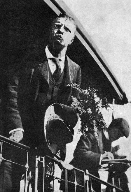 Theodore Roosevelt /N(1858-1919). 26Th President Of The United States. Roosevelt Speaking From A Railroad Car While Campaigning For Vice-President With Running Mate William Mckinley. Photograph, 1900. Poster Print by Granger Collection - Item # VARGR