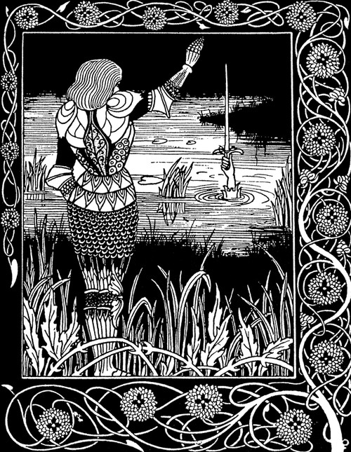 Beardsley: Morte D'Arthur. /Nking Arthur And The Strange Mantle. Drawing By Aubrey  Beardsley From An 1894 Edition Of Sir Thomas Malory'S 'Le Morte D'Arthur.'  Poster Print by Granger Collection - Item #