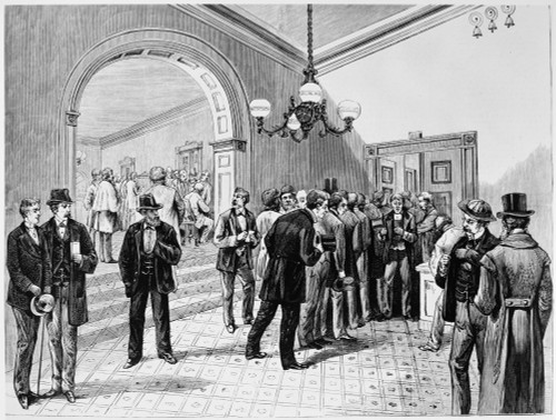Office-Seekers, 1877. /Noffice-Seekers In The Lobby Of The White House (From Which The Word 'Lobbyist' Derives) Awaiting An Interview With Newly Inaugurated President Rutherford B. Hayes. Line Engraving, 1877. Poster Print by Granger Collection - Ite