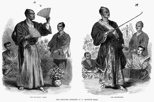 Japanese Jugglers, 1867. /Njapanese Jugglers Performing The Butterfly Trick And Spinning The Top At St. Martin'S Hall, London, England, 1867. Wood Engraving From A Contemporary English Newspaper. Poster Print by Granger Collection - Item # VARGRC0094 Japanese Jugglers, 1867. /Njapanese Jugglers Performing The Butterfly Trick And Spinning The Top At St. Martin'S Hall, London, England, 1867. Wood Engraving From A Contemporary English Newspaper. Poster Print by Granger Collection - Item # VARGRC0094