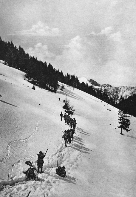 World War I: Chasseur. /Nfrench Chasseurs Plodding Through The Snow In The Vosges Mountains Of France To Take Up A New Position Against The German Army During World War I. Photograph, 1914-1918. Poster Print by Granger Collection - Item # VARGRC04078