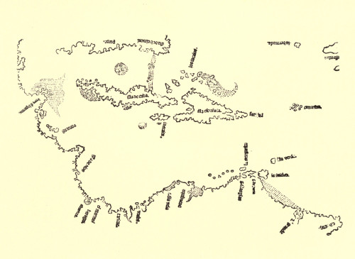 Map: Caribbean, 1511. /Nthe First Map To Show Bermuda, Also Showing Coastline Detail Of The Bay Islands Of Honduras At Guanaca And Florida (Labeled Isla De Beimenhi). Map From Peter Martyr'S Book 'De Orbe Novo,' 1511 Edition. Poster Print by Granger
