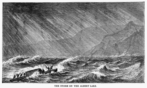 Samuel White Baker /N(1821-1893). English Explorer. Baker And His Crew Encountering A Storm On Lake Albert In Western Uganda, 1864. Wood Engraving, English, 1866, After Edmund Morison Wimperis. Poster Print by Granger Collection - Item # VARGRC013259