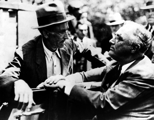 Franklin D. Roosevelt/N(1882-1945). 32Nd President Of The United States. Roosevelt Talks With M.L. Perkins, A Homesteader Of The Planned New Deal Agricultural Community At Arthurdale, West Virginia. Photographed 27 May 1938. Poster Print by Granger C