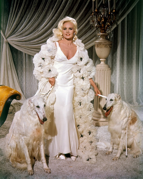 Carroll Baker - white gown with two dogs Photo Print (8 x 10) - Item # DAP14746