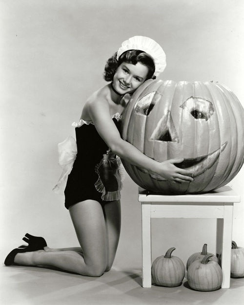 Debbie Reynolds- Holding a carved pumpkin Photo Print (8 x 10) - Item # DAP16476