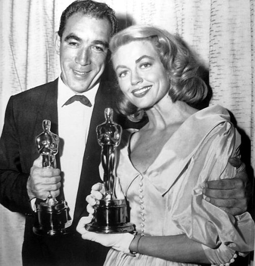 Dorothy Malone & Anthony Quinn - Holding Oscars Photo Print (8 x 10) - Item # DAP17292