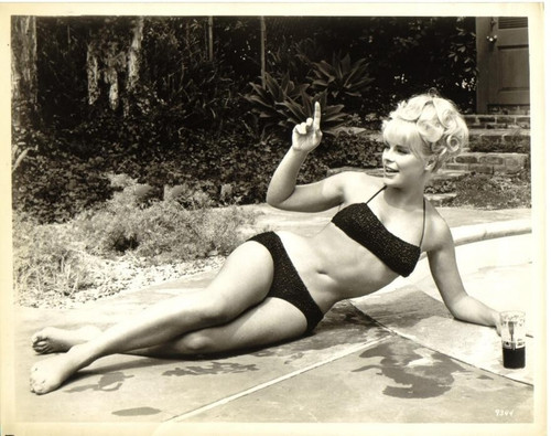 Elke Sommer - Laying on Side in Black Bikini Photo Print (10 x 8) - Item # DAP18071