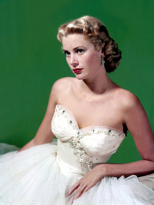 Grace Kelly - In White Dress/ Green Background Photo Print (8 x 10) - Item # DAP18222