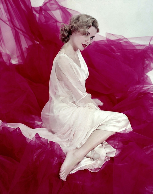 Grace Kelly - Sitting Sideways on Red Sheer Fabric Photo Print (8 x 10) - Item # DAP18281