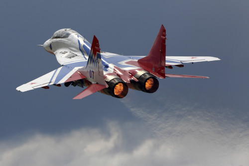 MiG-29UB jet fighter of Swifts Russian aerobatics team taking off. Poster Print by Artem Alexandrovich/Stocktrek Images - Item # VARPSTANK100253M MiG-29UB jet fighter of Swifts Russian aerobatics team taking off. Poster Print by Artem Alexandrovich/Stocktrek Images - Item # VARPSTANK100253M