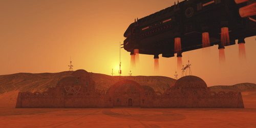 A vehicle lander transports visitors to a colony on the planet Mars. Poster Print by Corey Ford/Stocktrek Images (17 x 1 - Item # VARPSTCFR200974S