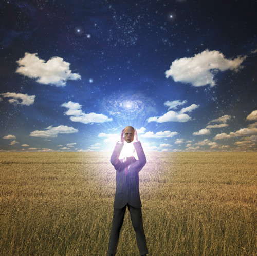 Man reveals light in surreal landscape. Poster Print by Bruce Rolff/Stocktrek Images - Item # VARPSTRFF200025S