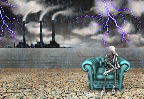 Human skeleton with factory and pouring rain Poster Print by Bruce Rolff/Stocktrek Images - Item # VARPSTRFF200164S