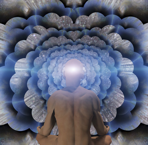 Man in lotus position sits before endless spaces. Poster Print by Bruce Rolff/Stocktrek Images - Item # VARPSTRFF200232S