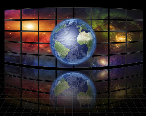 Video Screens with Planet Earth Poster Print by Bruce Rolff/Stocktrek Images - Item # VARPSTRFF200249S