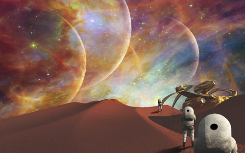 Astronauts on another planet. Poster Print by Bruce Rolff/Stocktrek Images - Item # VARPSTRFF200380S