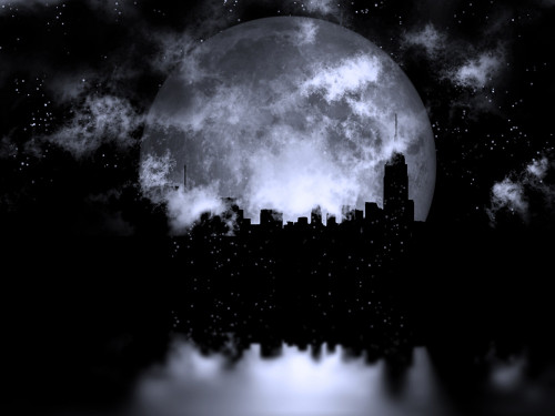 3D rendering. Full moon over night city. Poster Print by Bruce Rolff/Stocktrek Images - Item # VARPSTRFF200455S