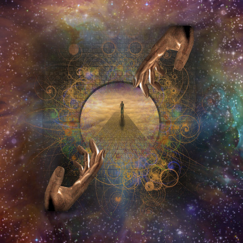 Man enters passage in stars Poster Print by Bruce Rolff/Stocktrek Images - Item # VARPSTRFF200495S