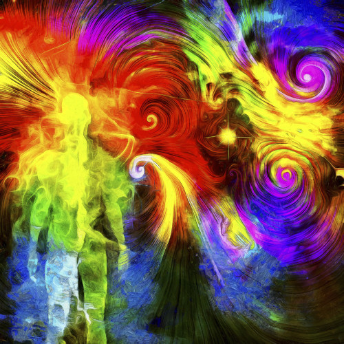 Surreal oil painting. Human's spirit in vivid colorful universe. Poster Print by Bruce Rolff/Stocktrek Images - Item # VARPSTRFF200520S