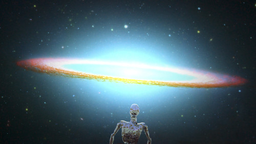 Rusted alien robot. Vivid galaxy disk. 3D rendering Poster Print by Bruce Rolff/Stocktrek Images - Item # VARPSTRFF200587S