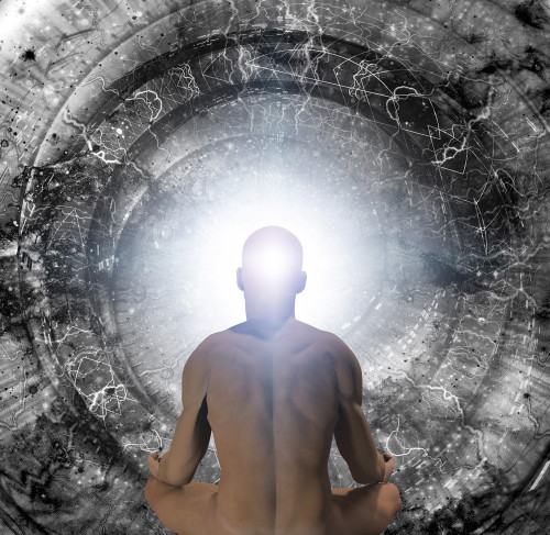 Man in lotus position sits before endless spaces. Poster Print by Bruce Rolff/Stocktrek Images - Item # VARPSTRFF200672S
