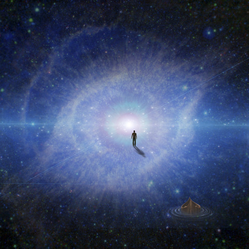 Figure of man walking to God's eye galaxy Poster Print by Bruce Rolff/Stocktrek Images - Item # VARPSTRFF201025S