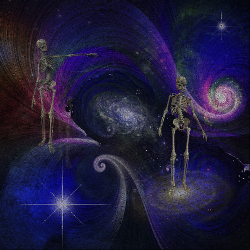 Surrealism. Two skeleton in space. Image composed entirely of words Poster Print by Bruce Rolff/Stocktrek Images (12 x 1 - Item # VARPSTRFF201144S