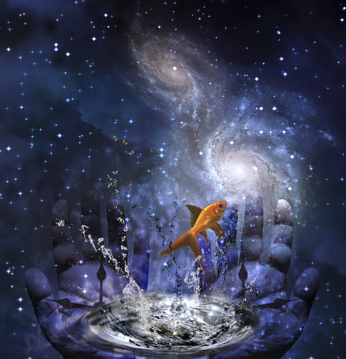 Symbolism. Human hands with clock hands and golden fish Poster Print by Bruce Rolff/Stocktrek Images - Item # VARPSTRFF201199S