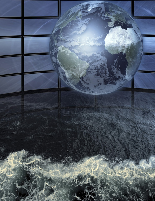Wall of TV screens. Globe and deep sea. Poster Print by Bruce Rolff/Stocktrek Images - Item # VARPSTRFF201299S