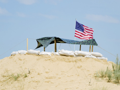 American military checkpoint with the U.S. flag. Poster Print by Oleg Zabielin/Stocktrek Images