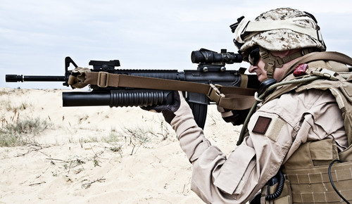 U.S. Marine in the desert through the military operation. Poster Print by Oleg Zabielin/Stocktrek Images - Item # VARPSTZAB100109M