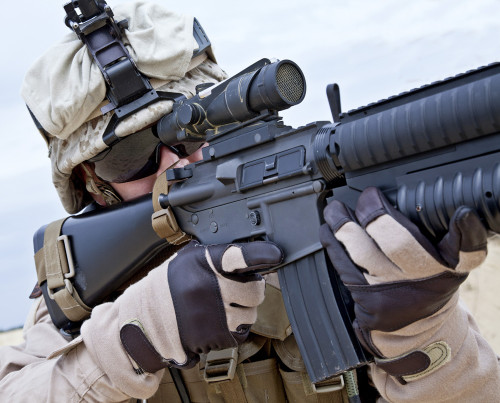 Close-up shot of U.S. Marine shooting his rifle. Poster Print by Oleg Zabielin/Stocktrek Images - Item # VARPSTZAB100112M
