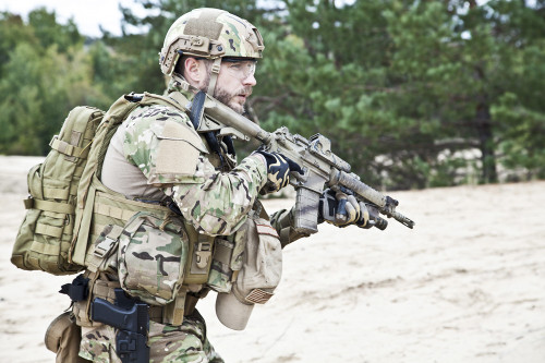 U.S. soldier in the desert during the military operation. Poster Print by Oleg Zabielin/Stocktrek Images - Item # VARPSTZAB100188M