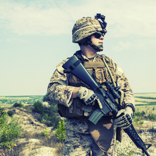 Close-up photo of U.S. Marine with his rifle. Poster Print by Oleg Zabielin/Stocktrek Images - Item # VARPSTZAB100220M