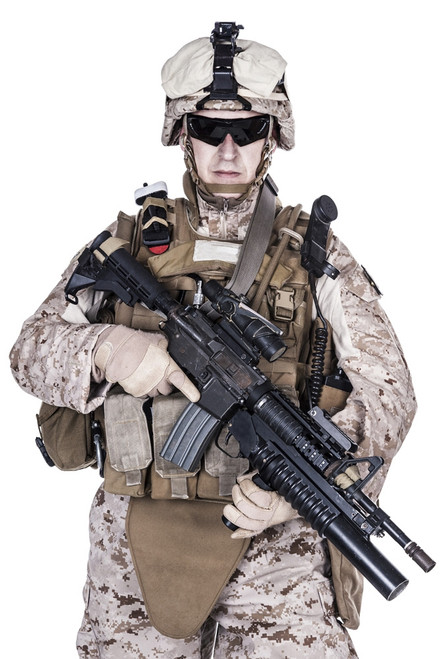 U.S. Marine with his assault rifle on white background. Poster Print by Oleg Zabielin/Stocktrek Images - Item # VARPSTZAB100315M