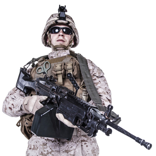 U.S. Marine with his assault rifle on white background. Poster Print by Oleg Zabielin/Stocktrek Images - Item # VARPSTZAB100316M