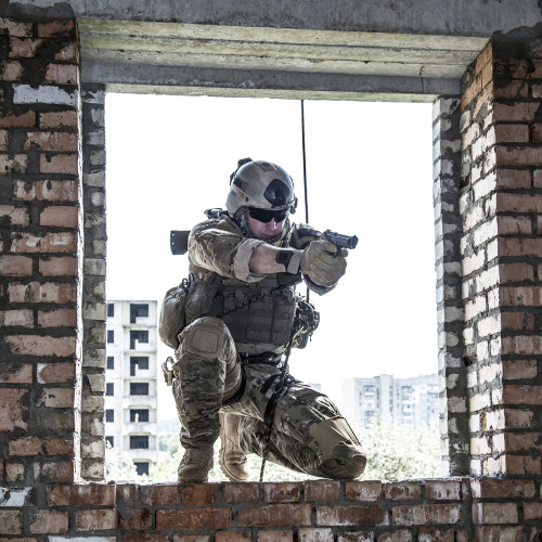 Soldier during assault rappelling exercises with weapons. Poster Print by Oleg Zabielin/Stocktrek Images - Item # VARPSTZAB100975M