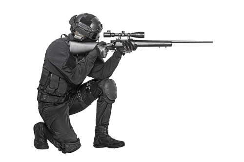 Studio shot of SWAT operator with sniper rifle. Poster Print by Oleg Zabielin/Stocktrek Images - Item # VARPSTZAB101033M