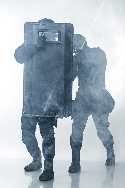 SWAT police special forces hiding behind ballistic shield and smoke screen. Poster Print by Oleg Zabielin/Stocktrek Imag - Item # VARPSTZAB101082M