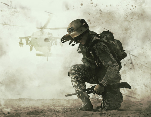 U.S. soldier in the desert with helicopter approaching. Poster Print by Oleg Zabielin/Stocktrek Images - Item # VARPSTZAB101109M U.S. soldier in the desert with helicopter approaching. Poster Print by Oleg Zabielin/Stocktrek Images - Item # VARPSTZAB101109M