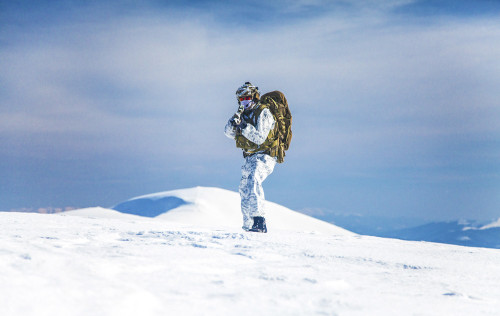 Army serviceman in winter camo somewhere in the Arctic. Poster Print by Oleg Zabielin/Stocktrek Images - Item # VARPSTZAB102565M