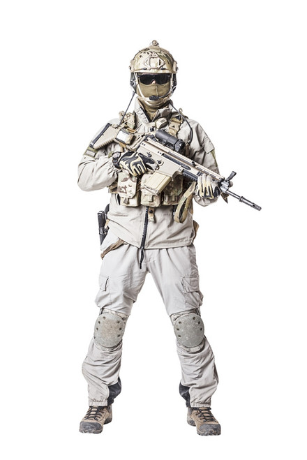 Army soldier in Protective Combat Uniform holding assault rifle. Poster Print by Oleg Zabielin/Stocktrek Images (11 x 17 - Item # VARPSTZAB102652M