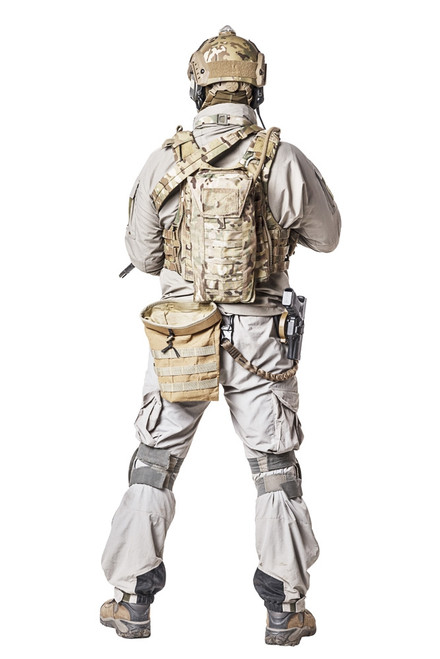 Rear view of an Army soldier in Protective Combat Uniform holding assault rifle. Poster Print by Oleg Zabielin/Stocktrek - Item # VARPSTZAB102658M