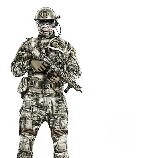 Front view studio shot of special forces soldier in field uniform with weapon. Poster Print by Oleg Zabielin/Stocktrek I - Item # VARPSTZAB102780M