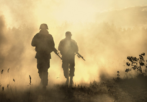 U.S. Marines in action on a smoke filled battlefield. Poster Print by Oleg Zabielin/Stocktrek Images - Item # VARPSTZAB103159M