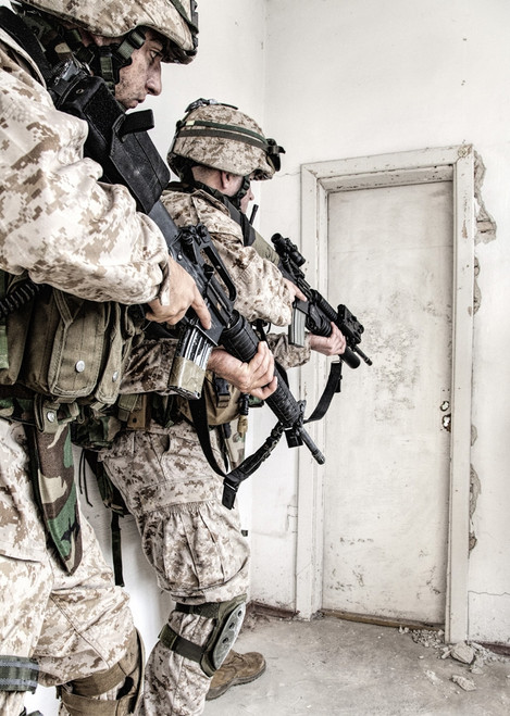Marine assault team clearing rooms in an abandoned building. Poster Print by Oleg Zabielin/Stocktrek Images - Item # VARPSTZAB103353M