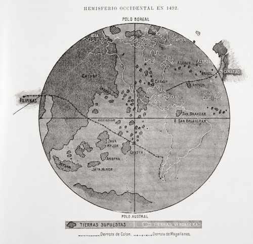 A Map Of The Western Hemisphere In 1492. From La Ilustracion Espa¬ê¬±ola Y Americana, Published 1892. Poster Print by Ken Welsh / Design Pics - Item # VARDPI12280194