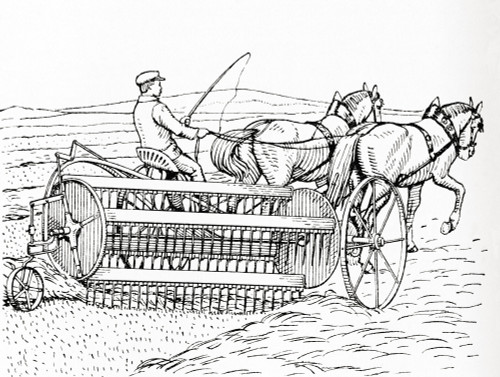 A Horse Drawn Hay Rake.  From Meyers Lexicon, Published 1924. Poster Print by Ken Welsh / Design Pics - Item # VARDPI12323861