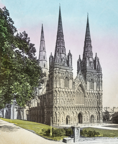 A hand coloured magic lantern slide circa 1900.Lichfield Cathedral Poster Print by John Short / Design Pics - Item # VARDPI12451702